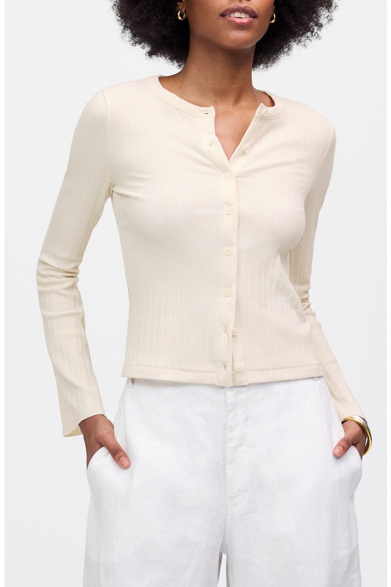 Flare Sleeve Cotton Cardigan, Main, color, LIGHT CREAM