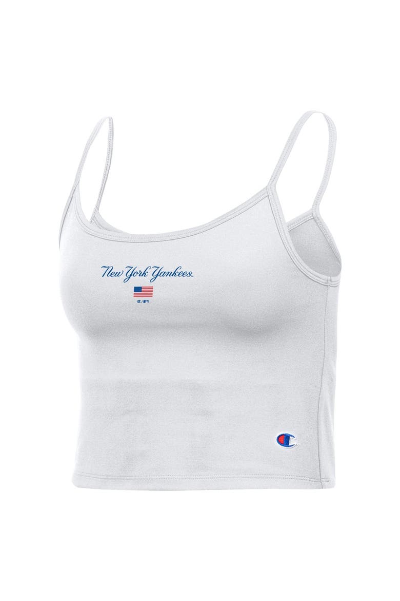 Women's Champion White New York Yankees America Scoop Tank Top, Alternate, color, White