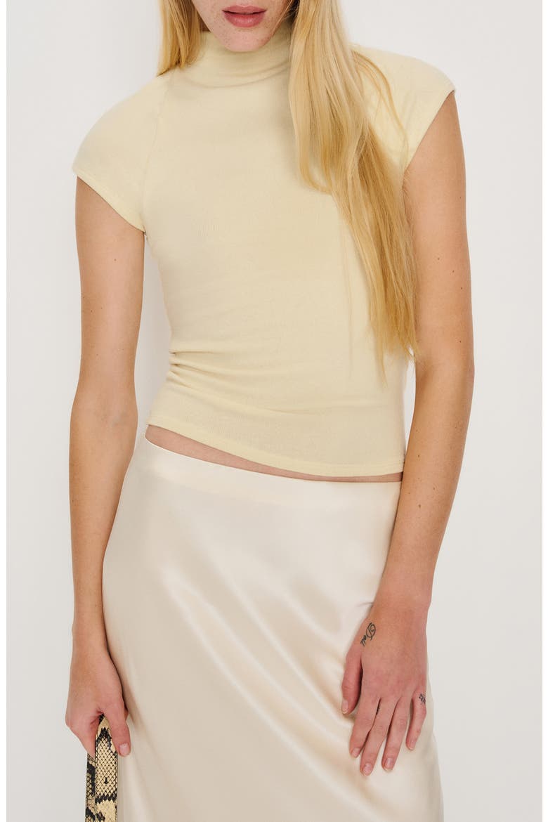 Pen Cap Sleeve Knit Top, Main, color, CUSTARD