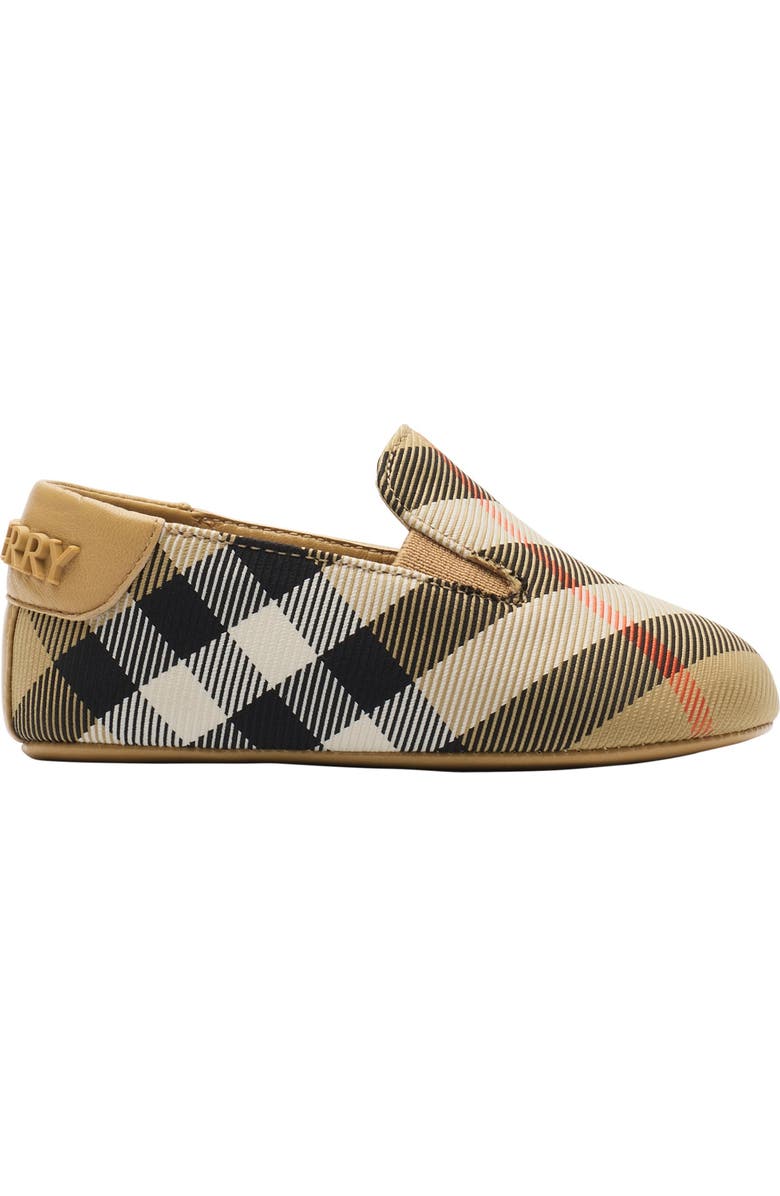 Burberry Check Nylon Blend Booties, Main, color, Sand Beige