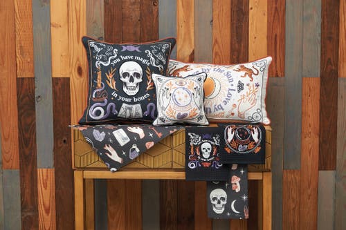 C & F Home C&f Home Magic Crystal Ball Halloween Embroidered Cotton Waffle Weave Kitchen Towel In Black