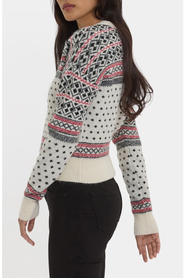 Fair Isle Sweater, Alternate, color, IVORY/ BLACK