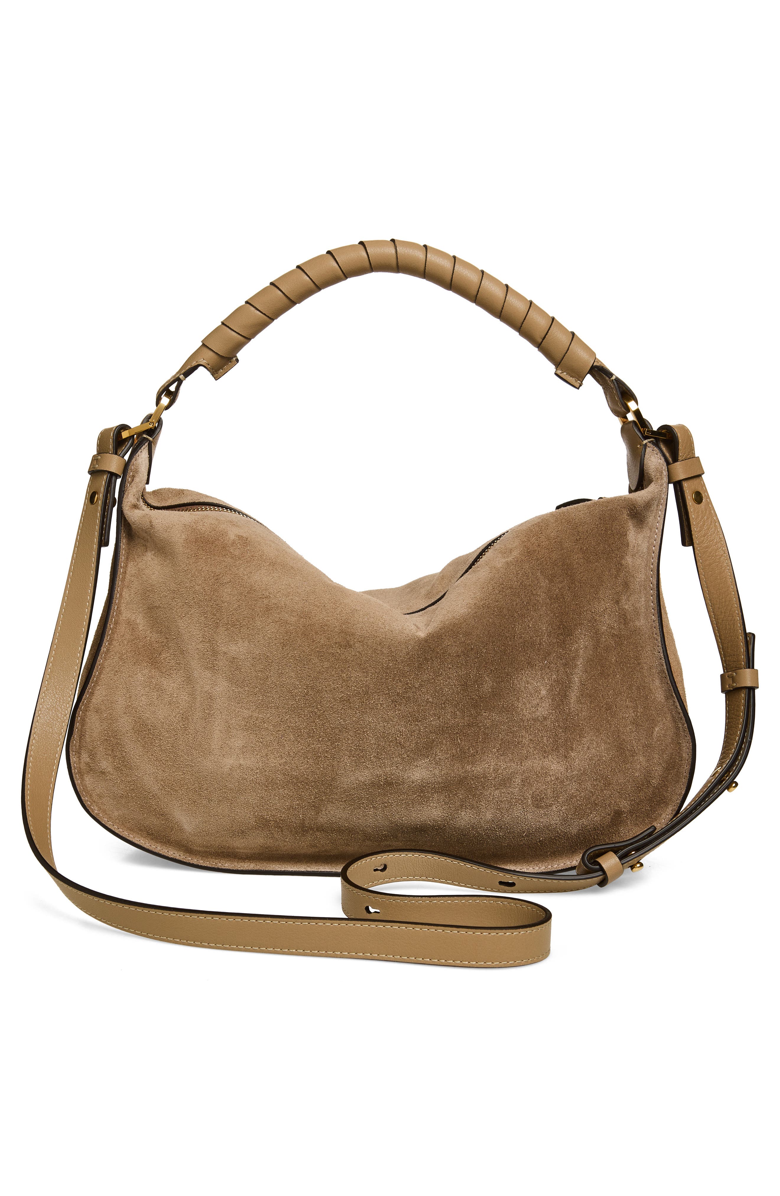 Chloé Small Marcie Suede Shoulder Bag, Alternate, color, Boyish Brown
