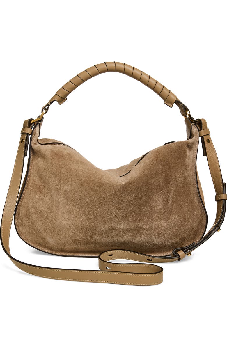 Chloé Small Marcie Suede Shoulder Bag, Alternate, color, Boyish Brown