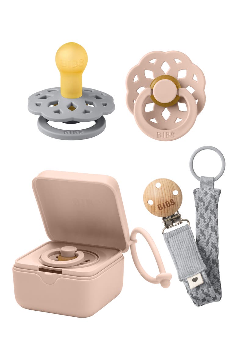 Pacifer, Pacifier Box & Pacifier Clip Set, Main, color, CLOUD/ BLUSH/ IRON