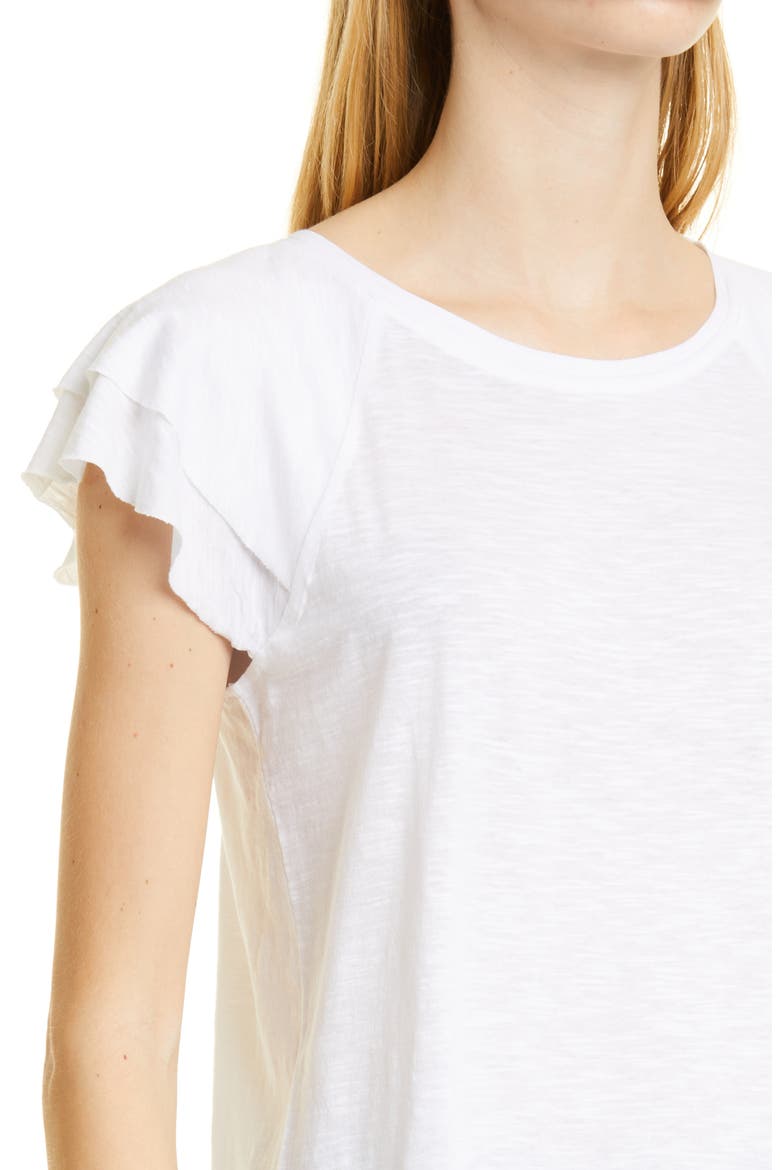 Linnea Flutter Sleeve T-Shirt, Alternate, color, WHITE