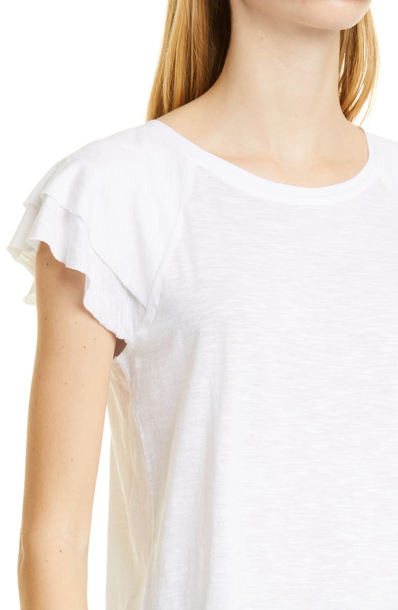 PAIGE Linnea Flutter Sleeve T-Shirt, Alternate, color, White