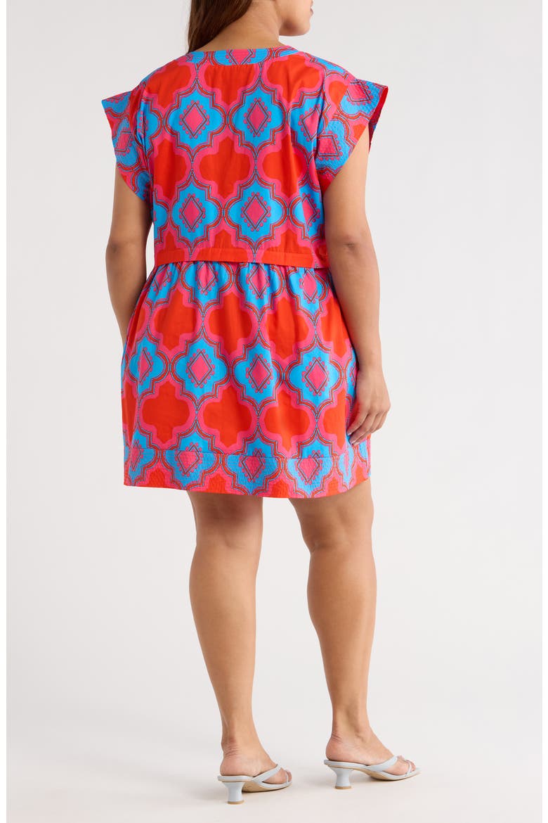 Devany Jolene Abstract Print Cotton Trapeze Dress, Alternate, color, RED/ BLUE/ MULTI
