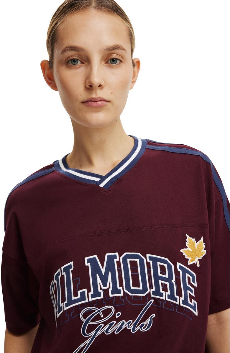 Cotton On Women's Lcn V Neck Retro Graphic Boxy Tee, Alternate, color, Gilmore Girls Deep