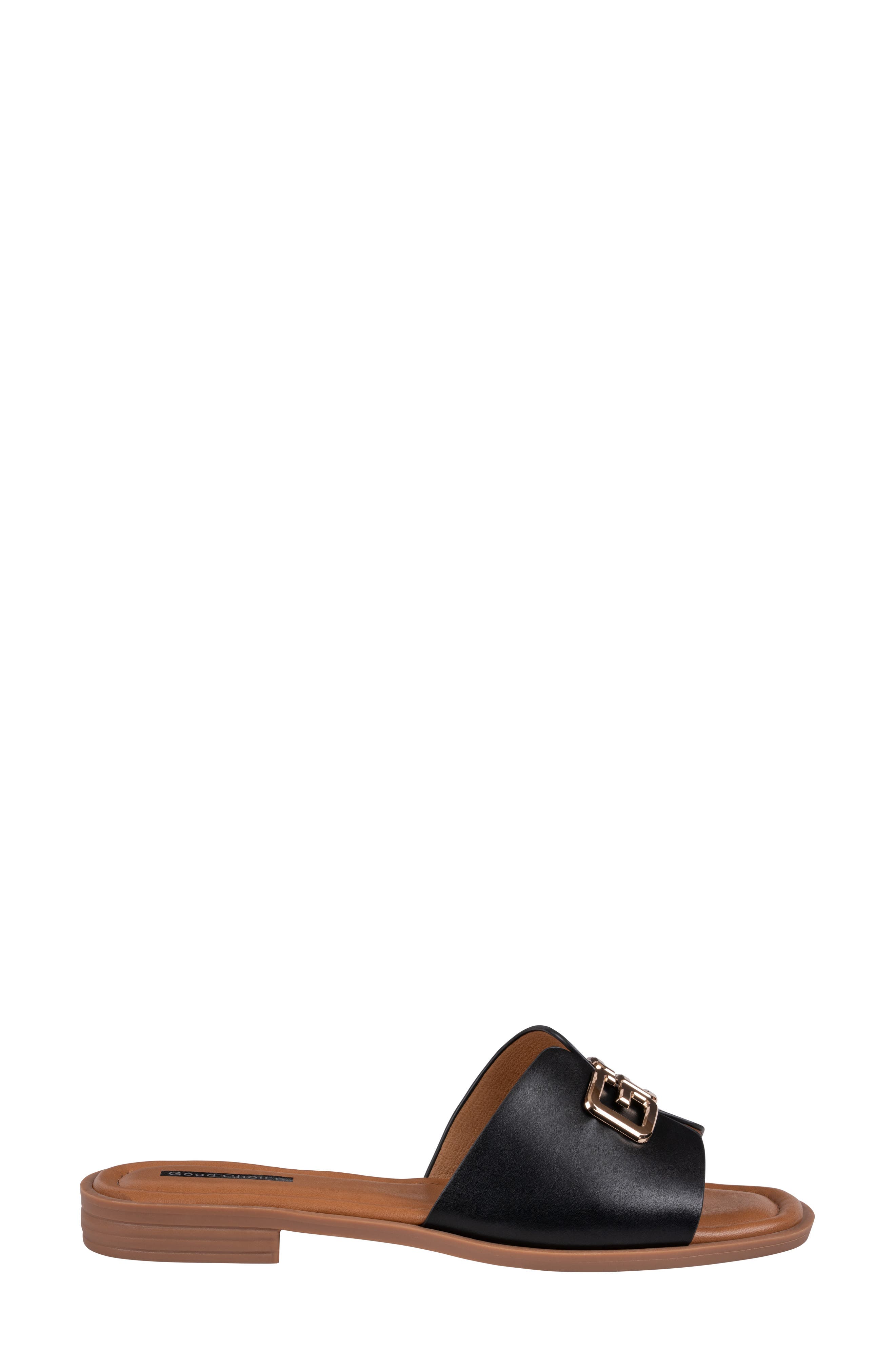 GOOD CHOICE NEW YORK Bergen Hardware Slide Sandal, Alternate, color, Black