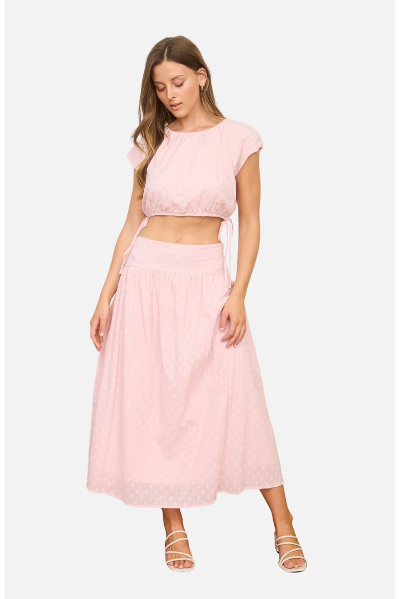 Swiss Dot Cotton Midi Skirt, Alternate, color, PINK