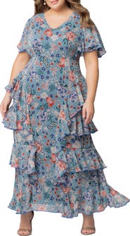 Kiyonna Tour de Flounce Tiered Maxi Dress