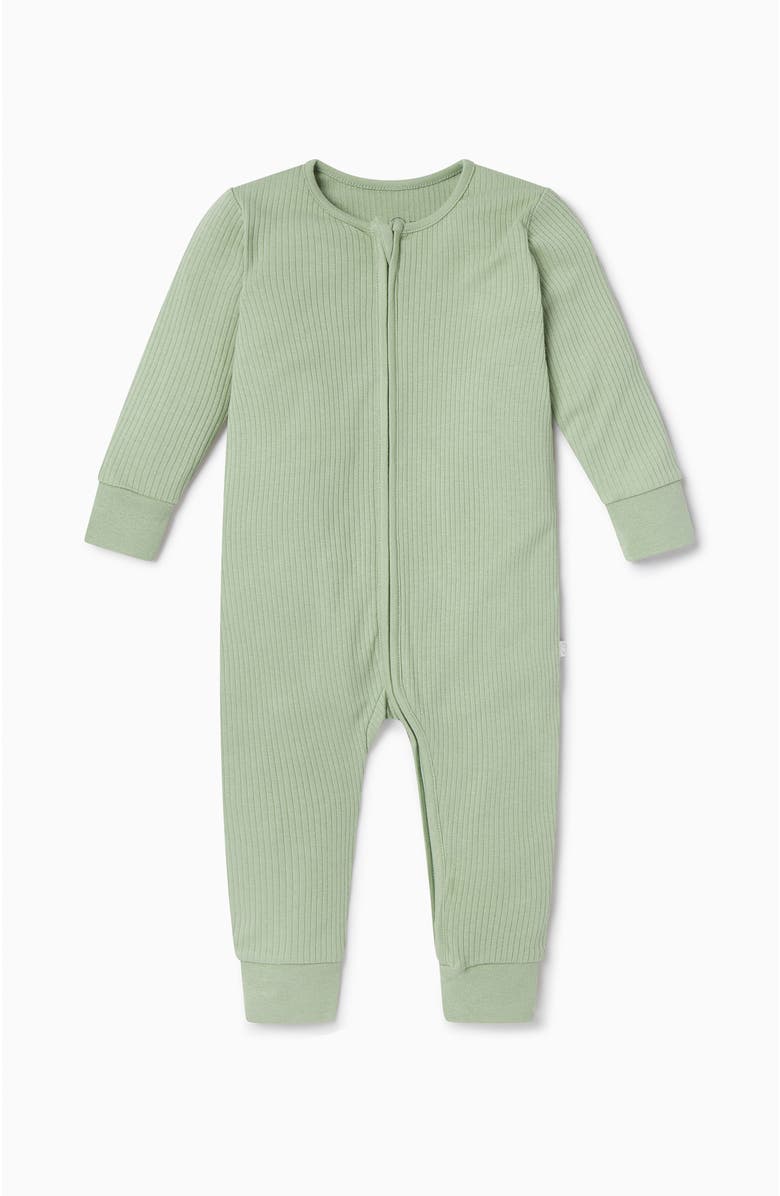 MORI Ribbed Two Way Zip-Up Sleepsuit, Main, color, Sage
