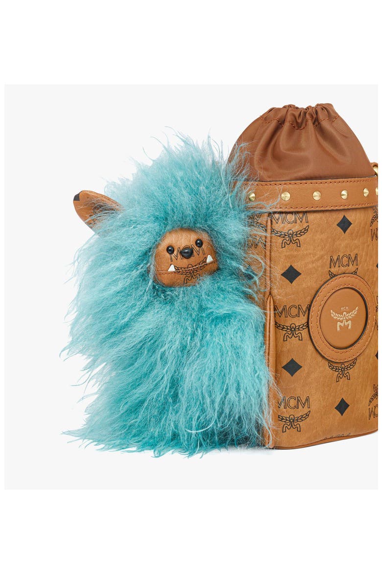 Ottomar Mars Dog Bottle Holder in Faux Fur and Visetos, Alternate, color, Brown