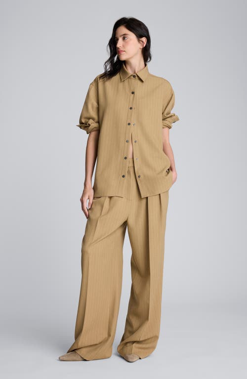 Kenneth Cole Drop Shoulder Boyfriend Shirt In Nude