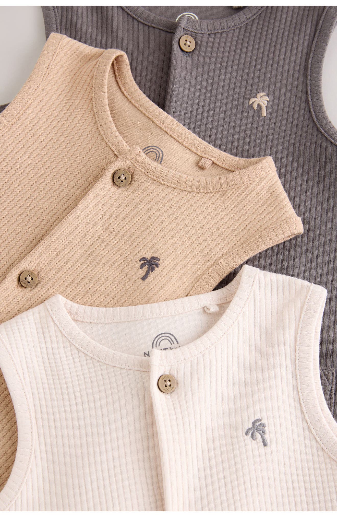 NEXT 3-Pack Rib Cotton Rompers — фото 5
