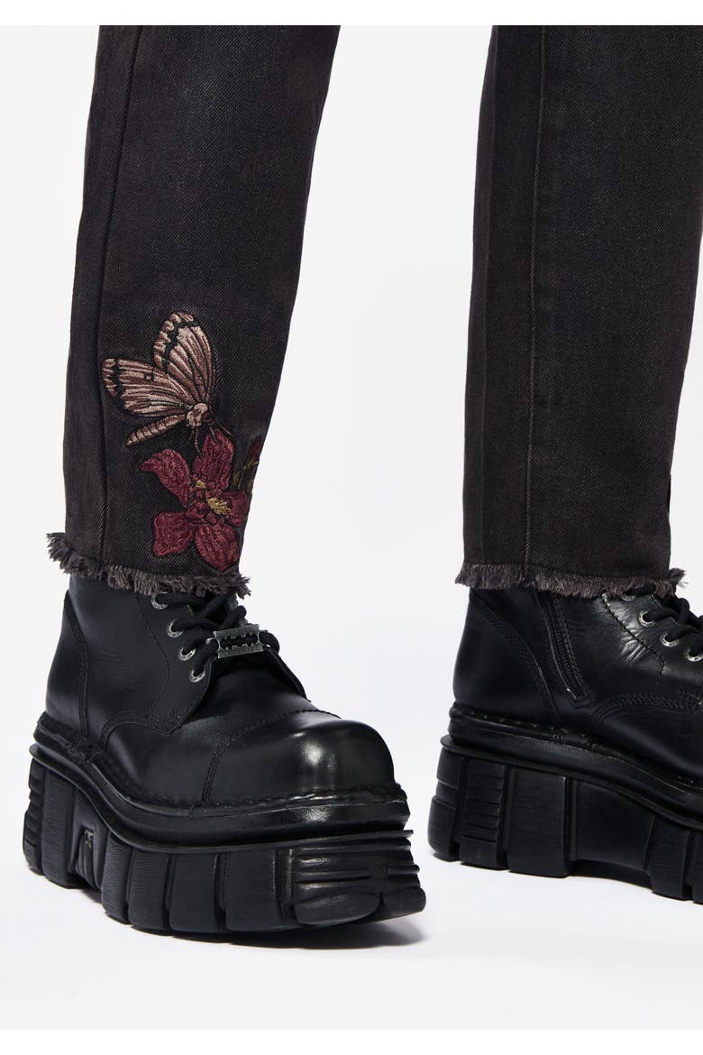 High-Waisted Ankle Jeans, Alternate, color, Black