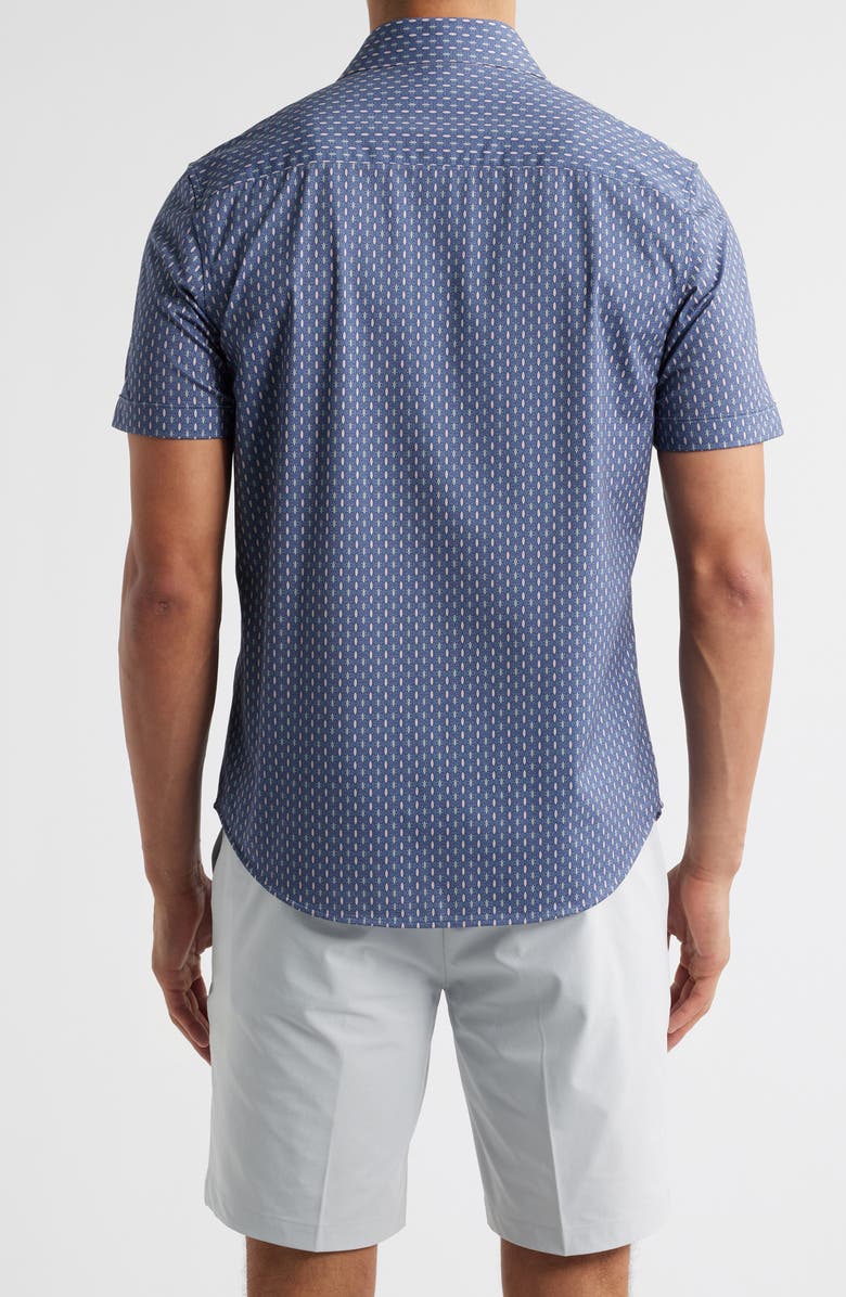 Bugatchi Miles OoohCotton<sup>®</sup> Geometric Print Short Sleeve Button-Up Shirt, Alternate, color, 