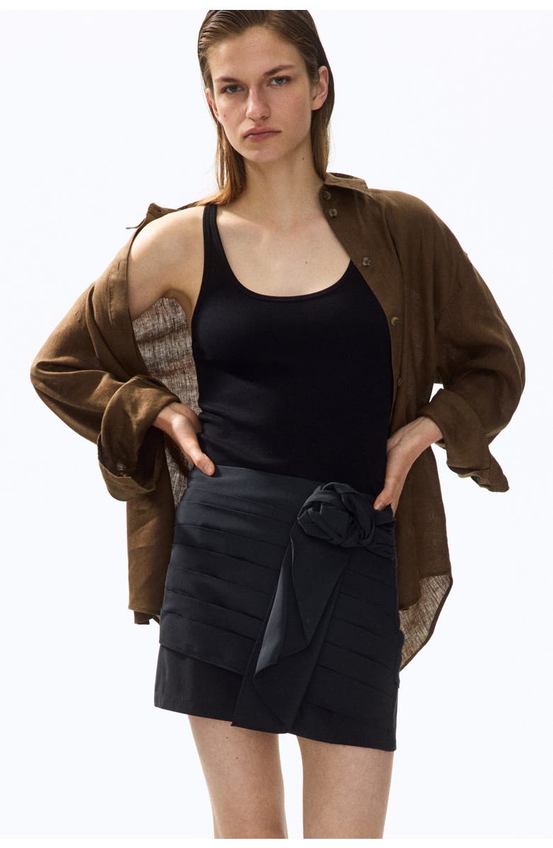 H&M Appliquéd Mini Skirt, Main, color, Black