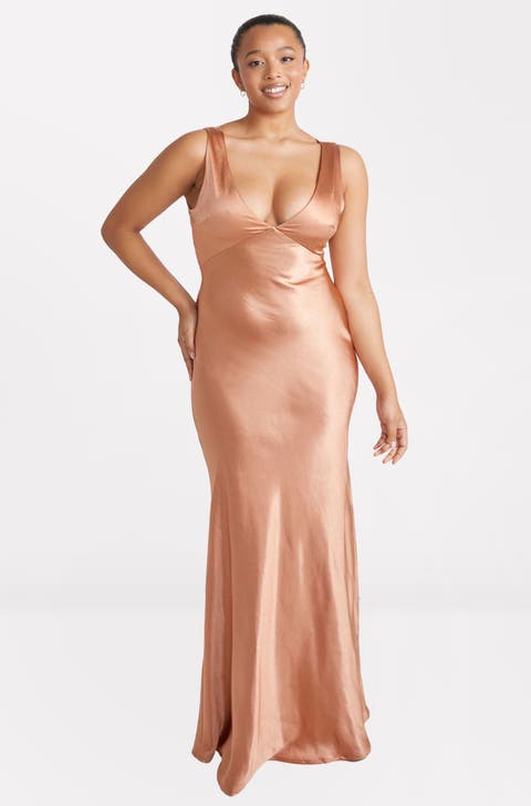 Twist Back Satin Bridesmaid Dress