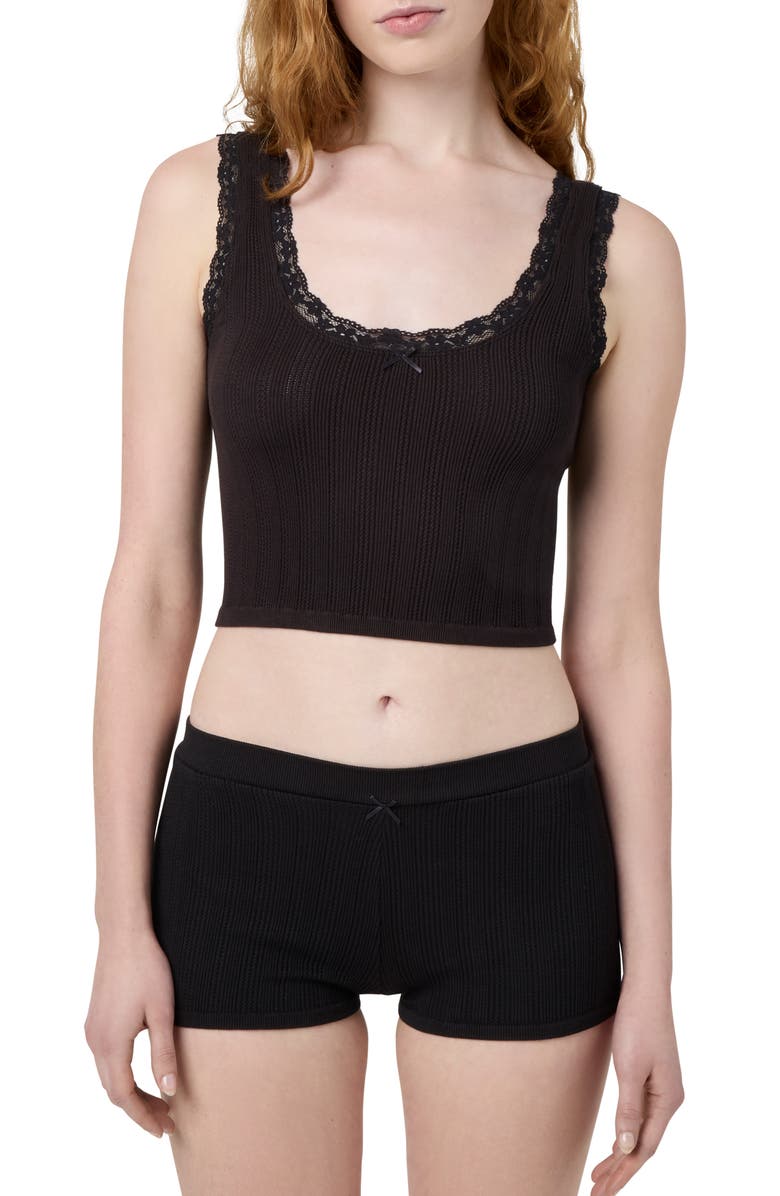 Florence by Mills Lace Trim Crop Tank, Main, color, Black