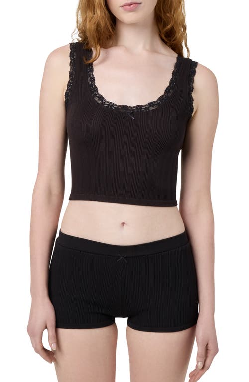 Florence By Mills Lace Trim Crop Tank In Black
