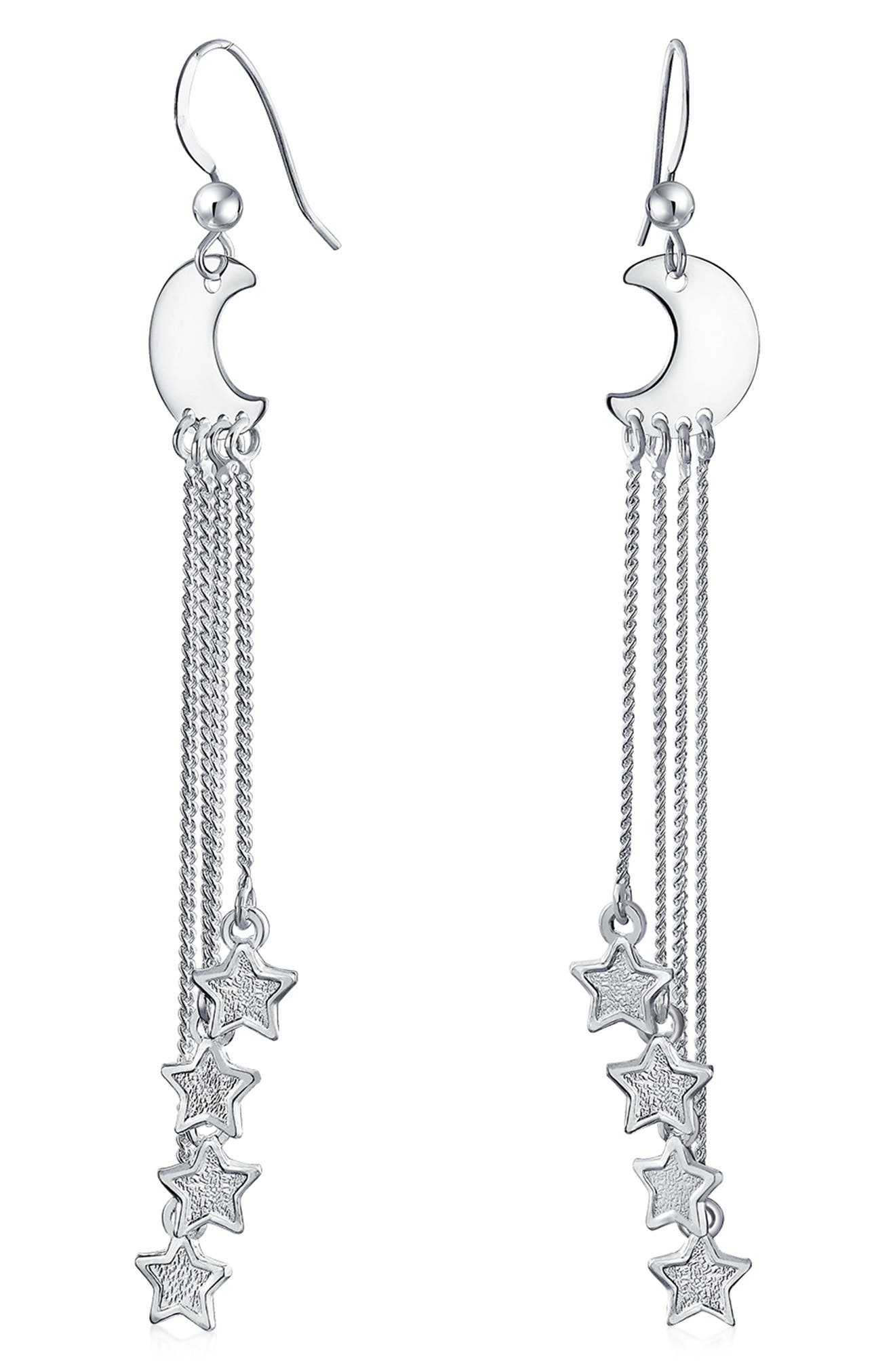 BLING JEWELRY Celestial Moon & Star Drop Earrings