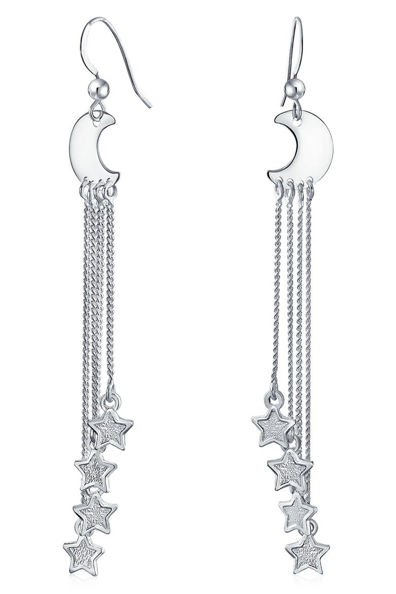 Celestial Moon & Star Drop Earrings, Main, color, GREY