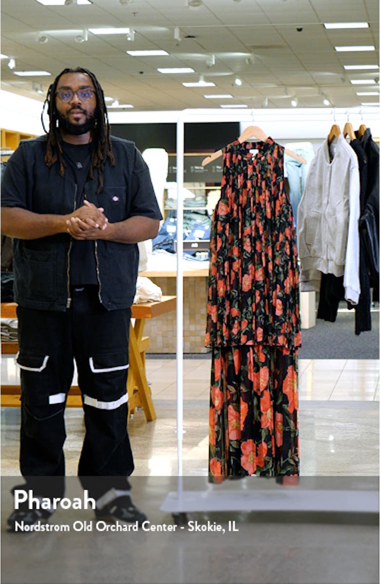 Harbison Floral Long Sleeve Pleat Maxi Dress, sales video thumbnail