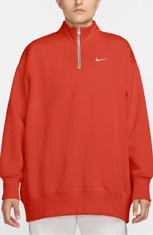 Nike Sportswear Phoenix Oversize Fleece Quarter Zip Top In Red