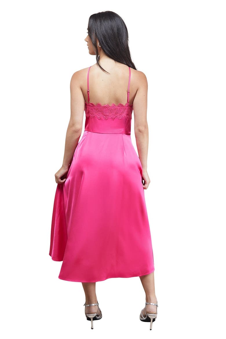Lace Detail Midi Prom Dress, Alternate, color, Magenta