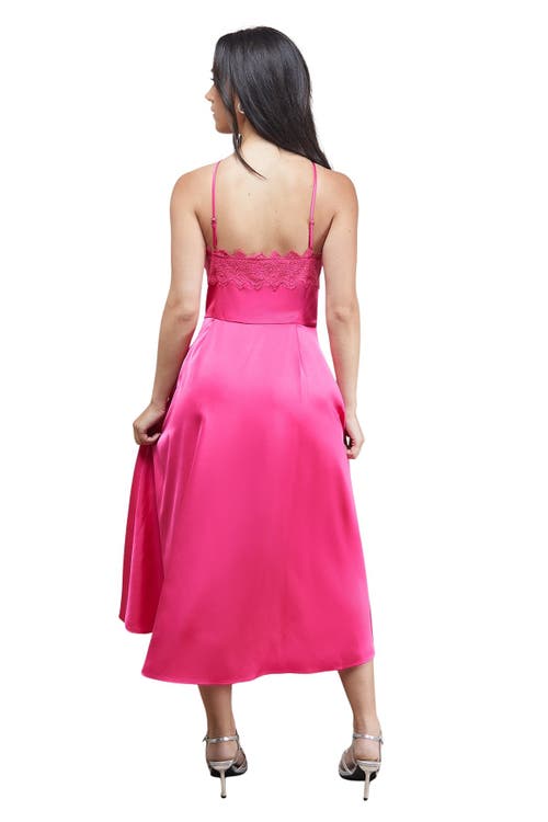 Oasis Lace Detail Midi Prom Dress In Pink