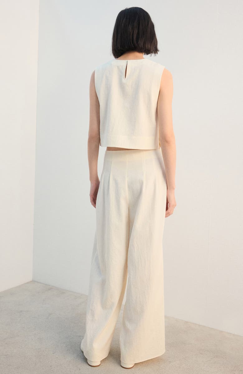 MANGO Pleated Straight Leg Pants, Alternate, color, Ecru