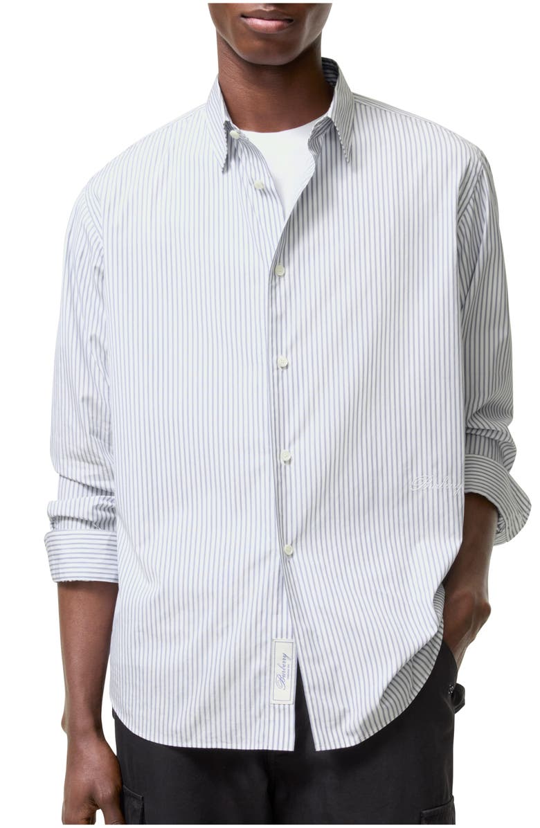 Burberry Relaxed Fit Striped Cotton Shirt, Main, color, Blue/White