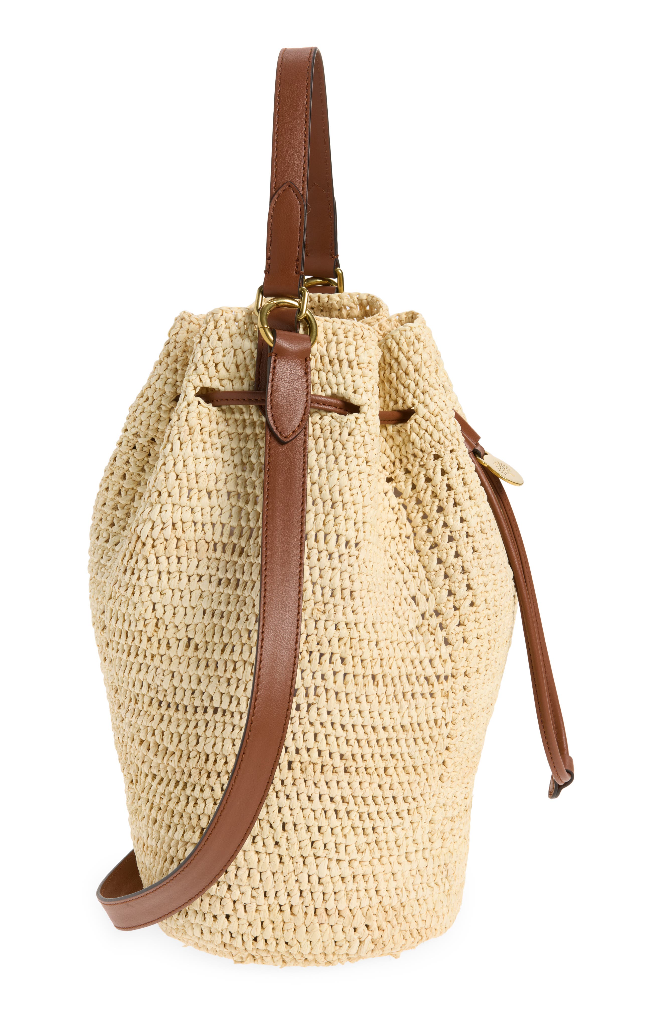 Mulberry Crochet Raffia Bucket Bag, Alternate, color, Natural