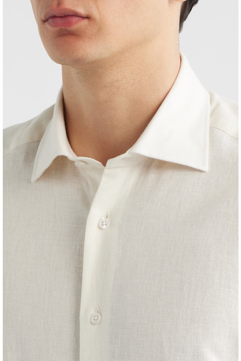 Maxwell Cotton & Linen Button-Up Shirt, Alternate, color, WHITE