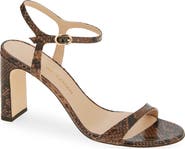 Stuart Weitzman Babette 85 Snakeskin Embossed Leather Ankle Strap Sandal