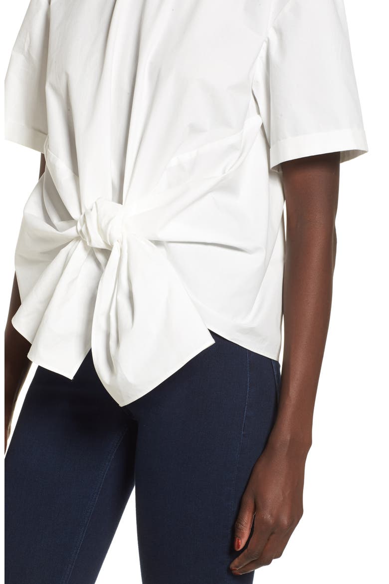 Tie Front Blouse, Alternate, color, WHITE