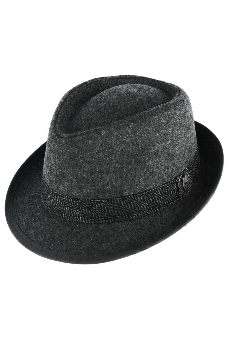 Men's Wool Blend All Season Fedora Hat with Herringbone Band, Main, color, Grey