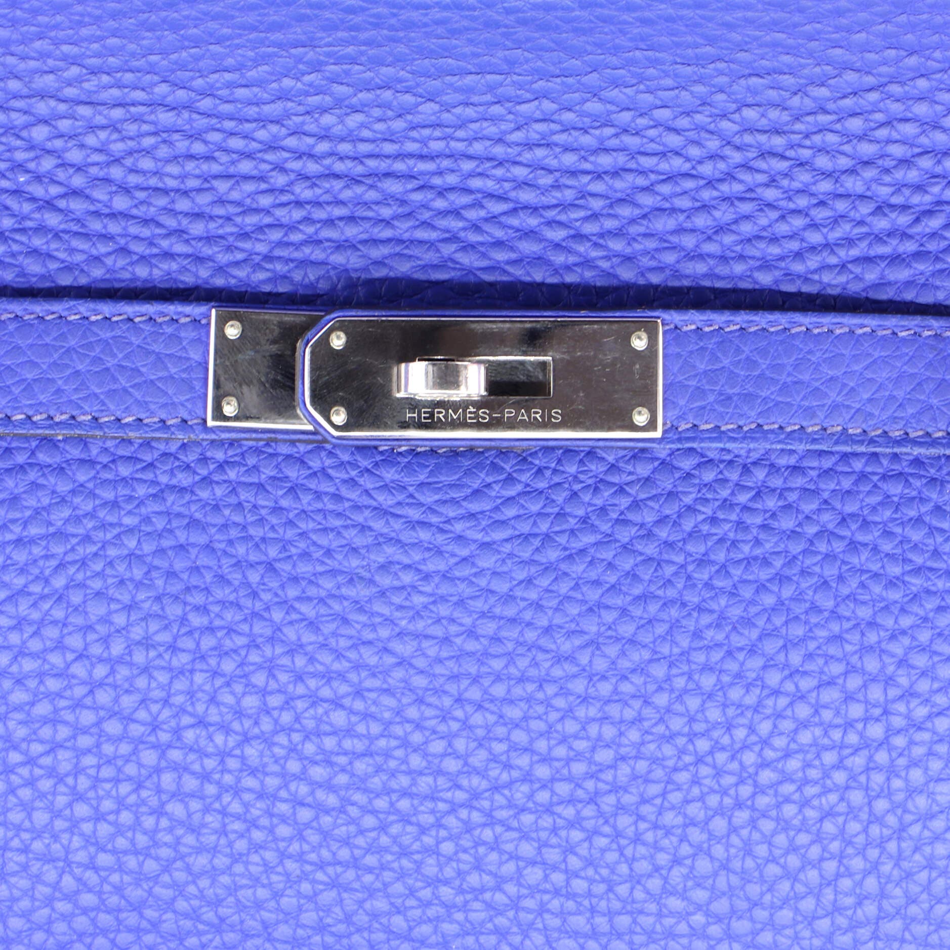 Pre-Owned Hermes Jypsiere Bag Clemence 28, Alternate, color, Bleu Electrique
