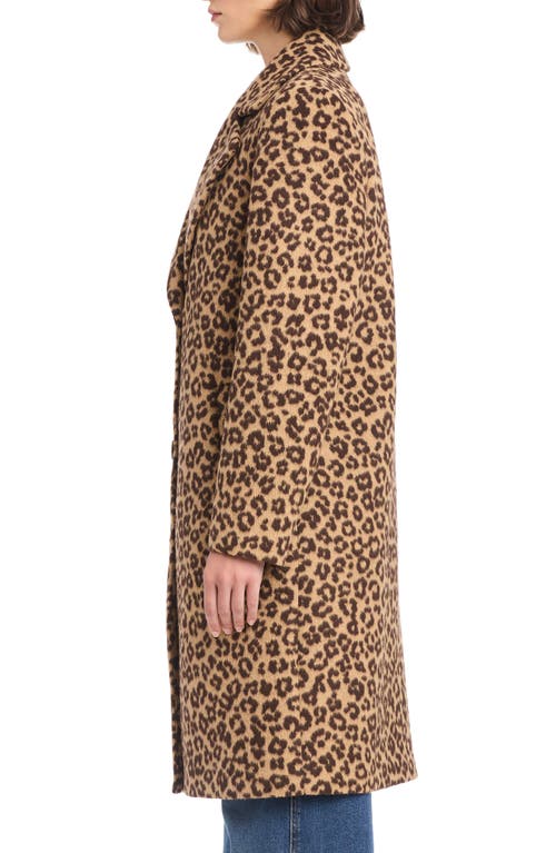 Vince Camuto Leopard Print Coat In Brown