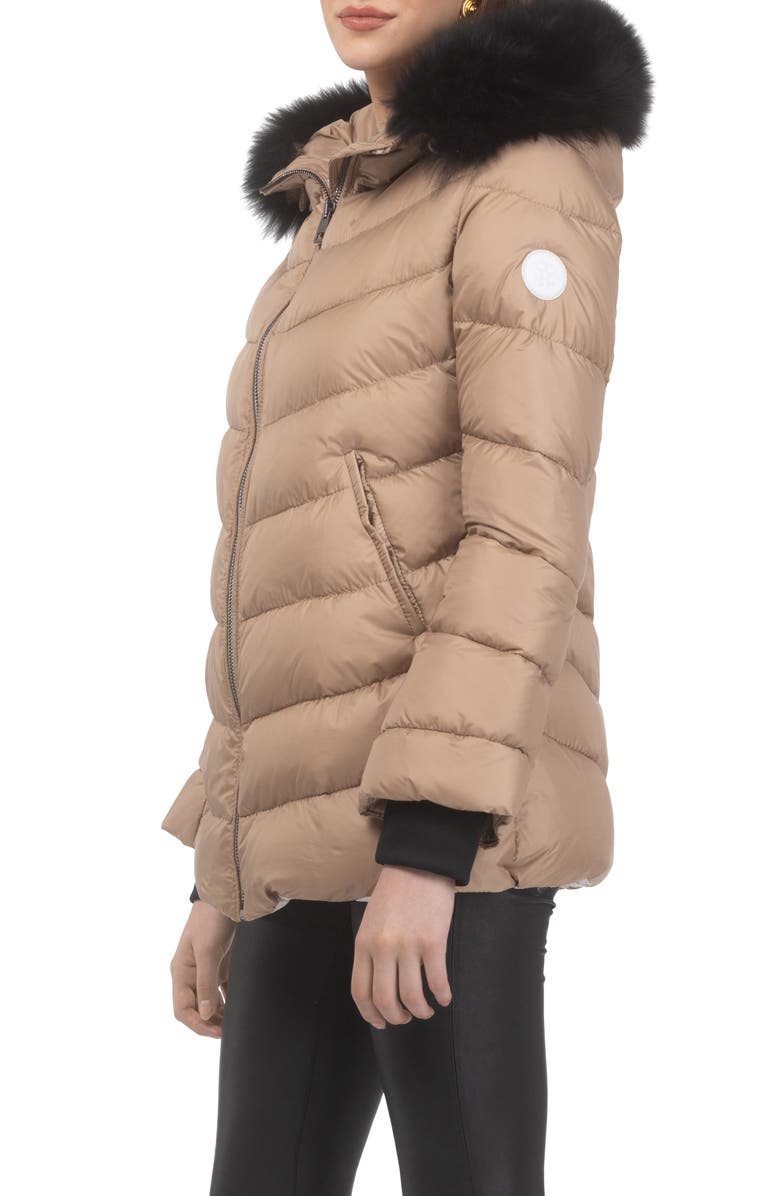 GORSKI Apres-Ski Jacket With Detachable Toscana Hood Trim, Alternate, color, Camel/Black