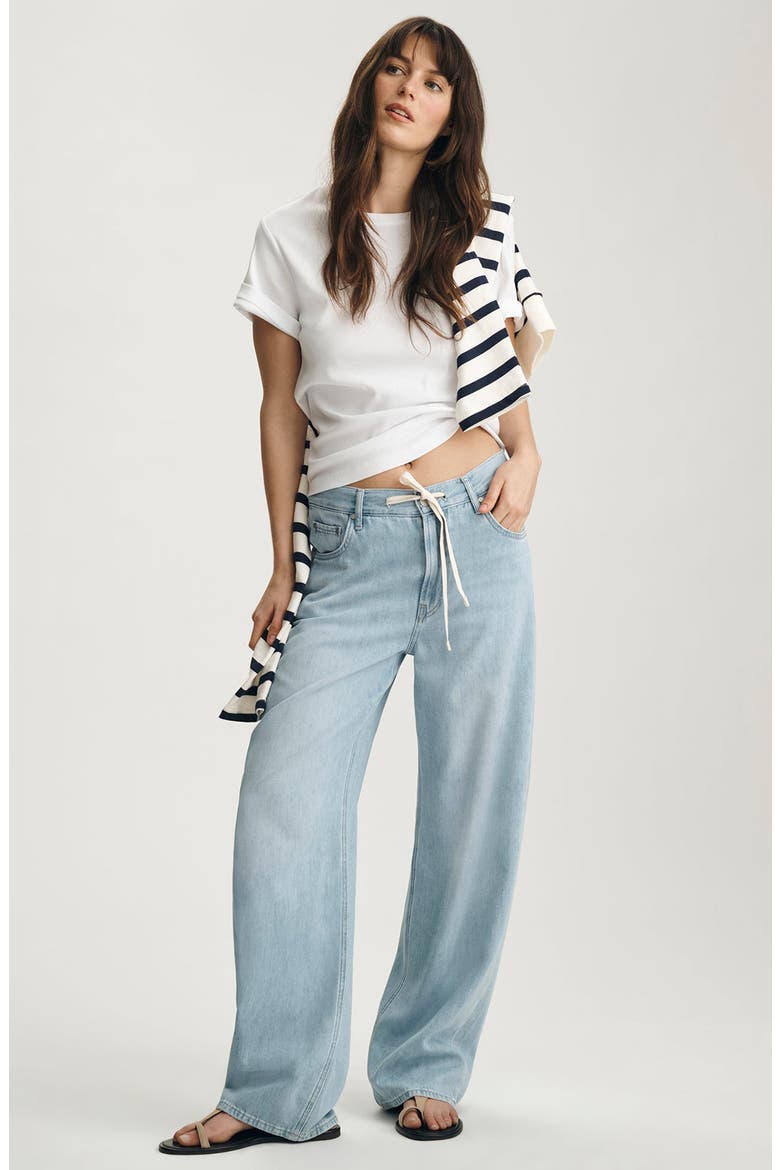 Nella Wide Leg Drawstring Jeans, Alternate, color, BLEACHED WELL BLUE