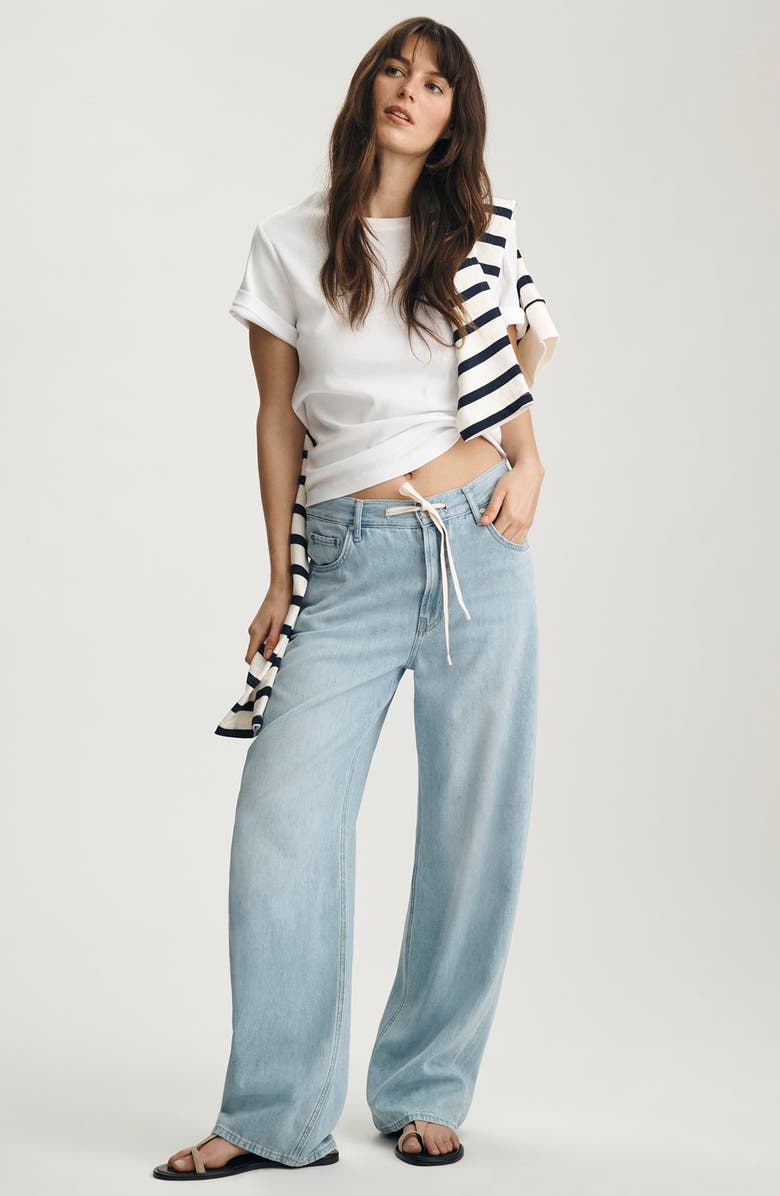 Mavi Jeans Nella Wide Leg Drawstring Jeans, Alternate, color, 