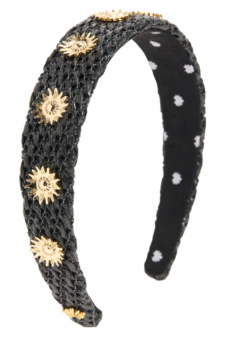 Besette Sun Raffia Headband, Main, color, JET