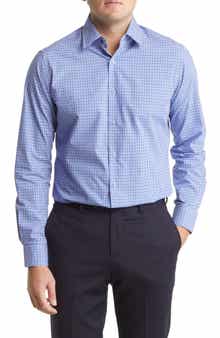 Plaid Print Long Sleeve Tailored Fit Dress Shirt