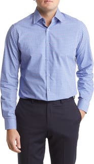 Duchamp Plaid Print Long Sleeve Tailored Fit Dress Shirt