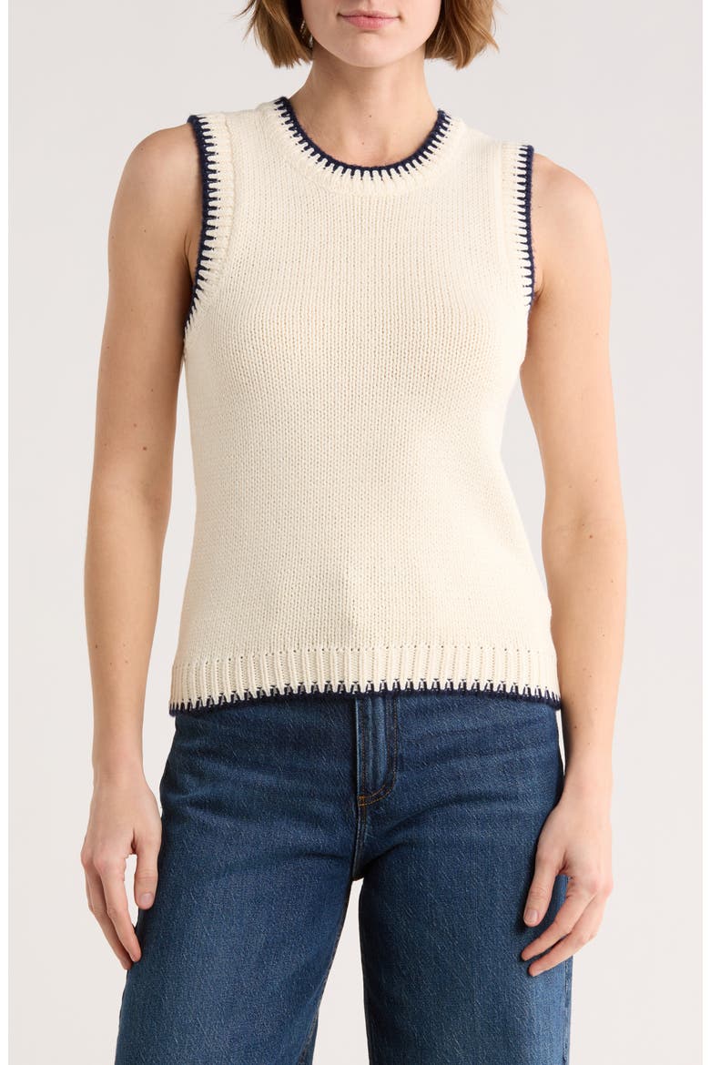 Sweater Vest, Main, color, ECRU / NAVY