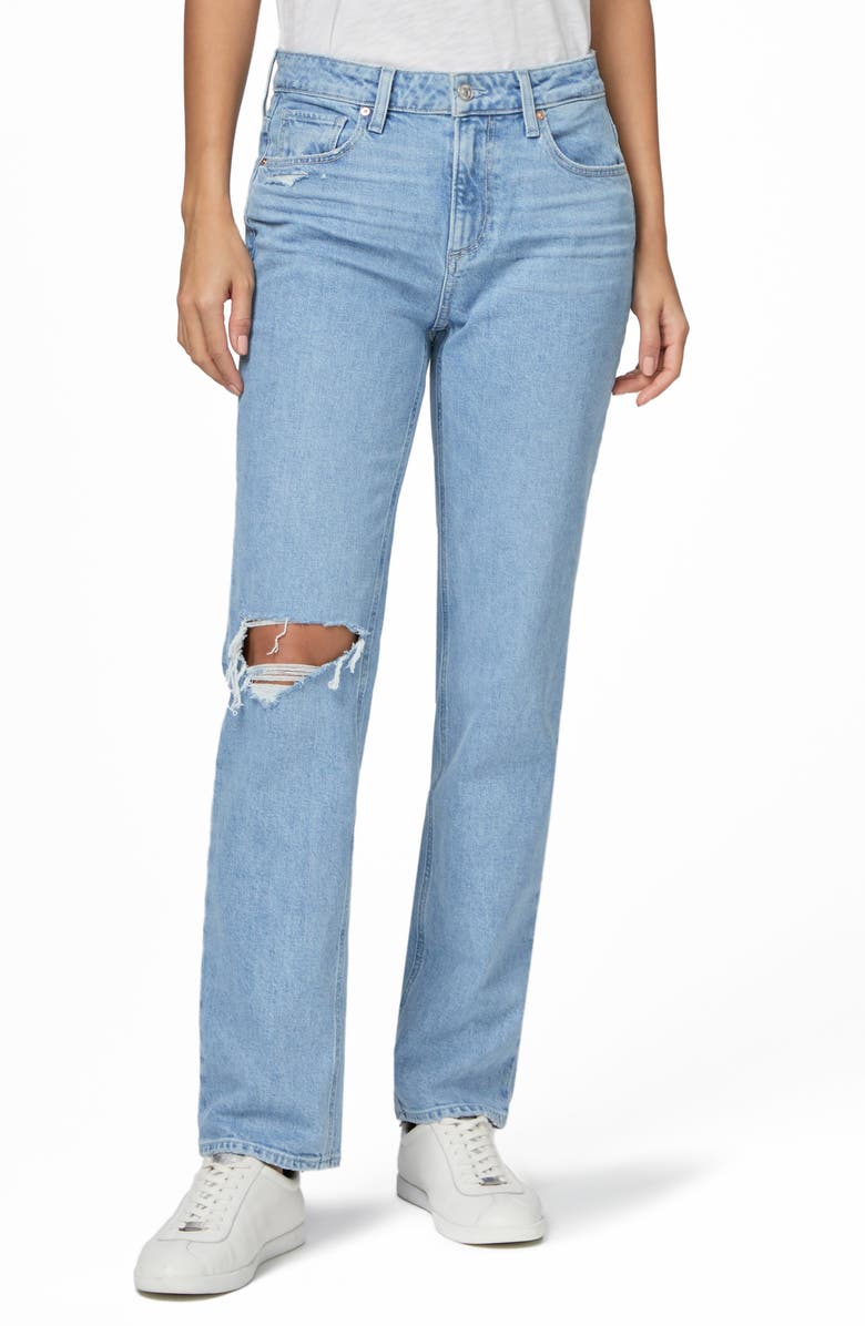 PAIGE Noella Ripped High Waist Relaxed Straight Leg Jeans, Main, color, 