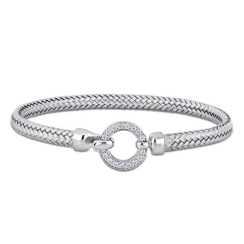 Cubic Zirconia Weave Bangle Buckle Clasp